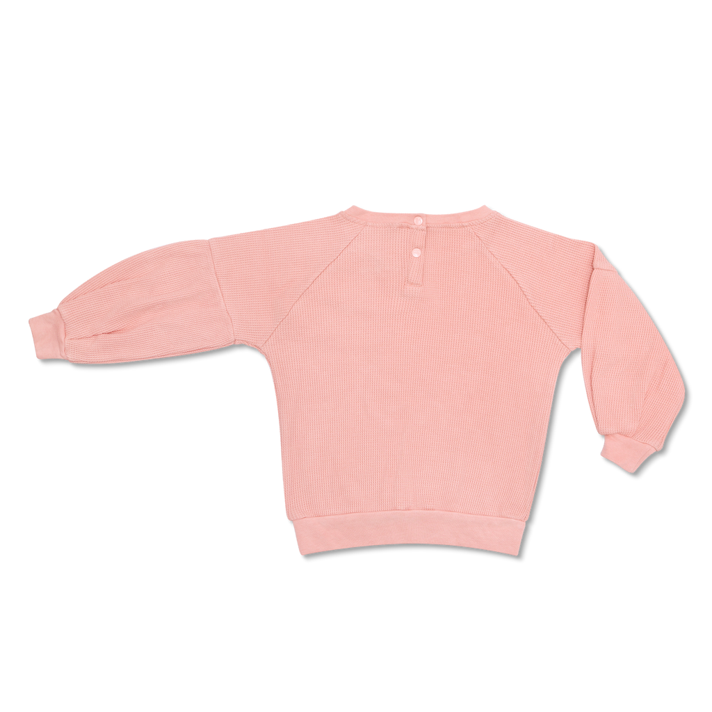 Baby Waffle Balloon Sleeve Sweatshirt | Dusty Rose
