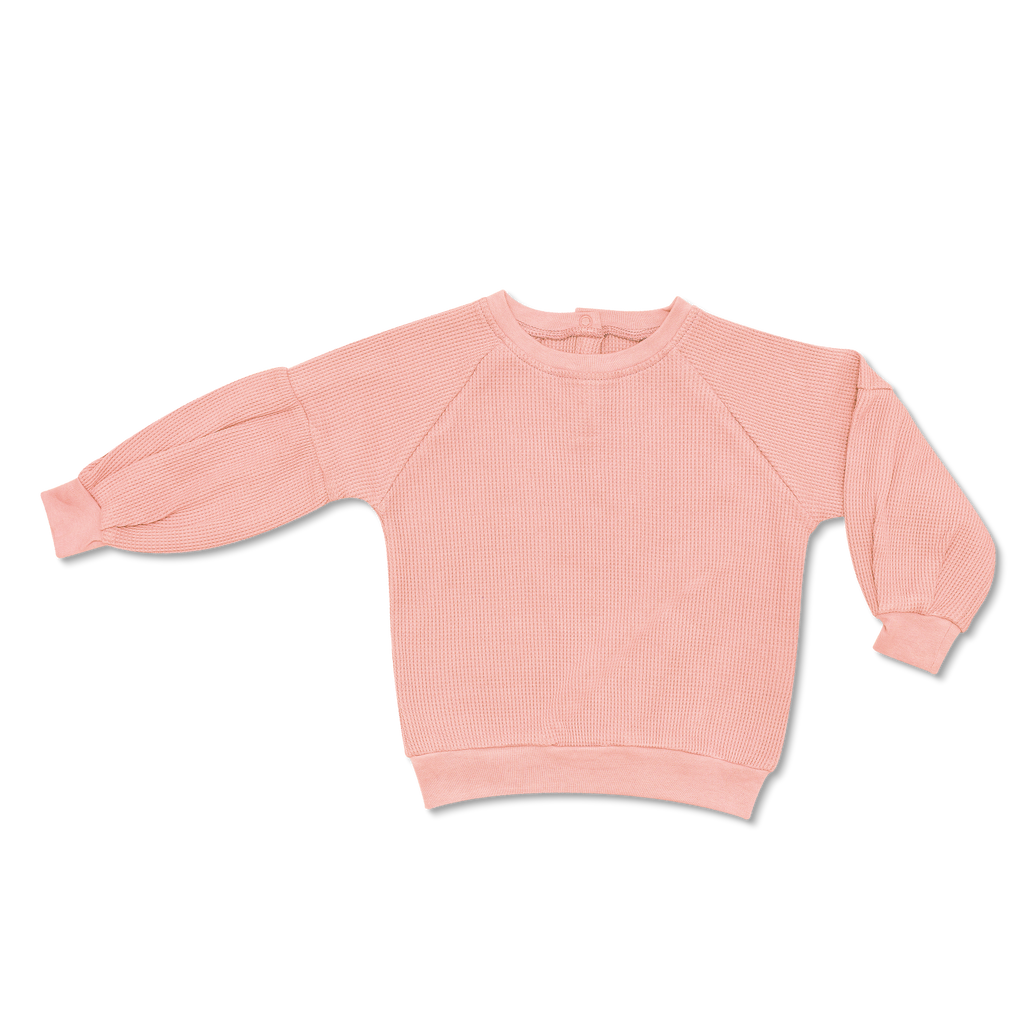 Baby Waffle Balloon Sleeve Sweatshirt | Dusty Rose