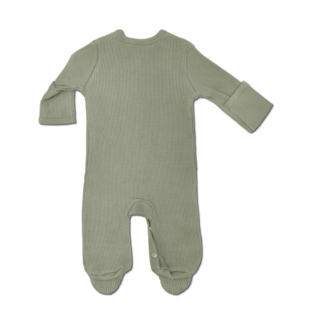 Baby Waffle Footie | Olive Green