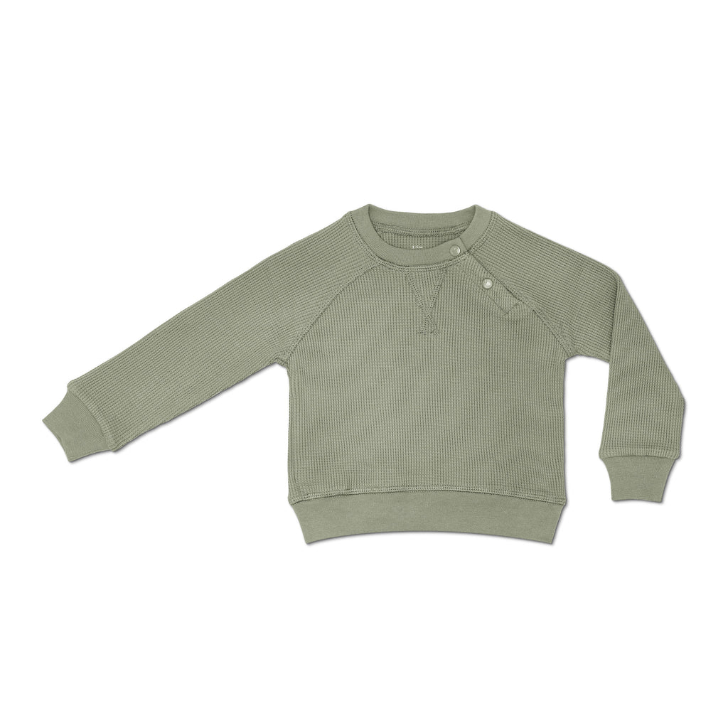 Baby and Toddler Waffle Crew Neck Sweatshirt | Olive Green