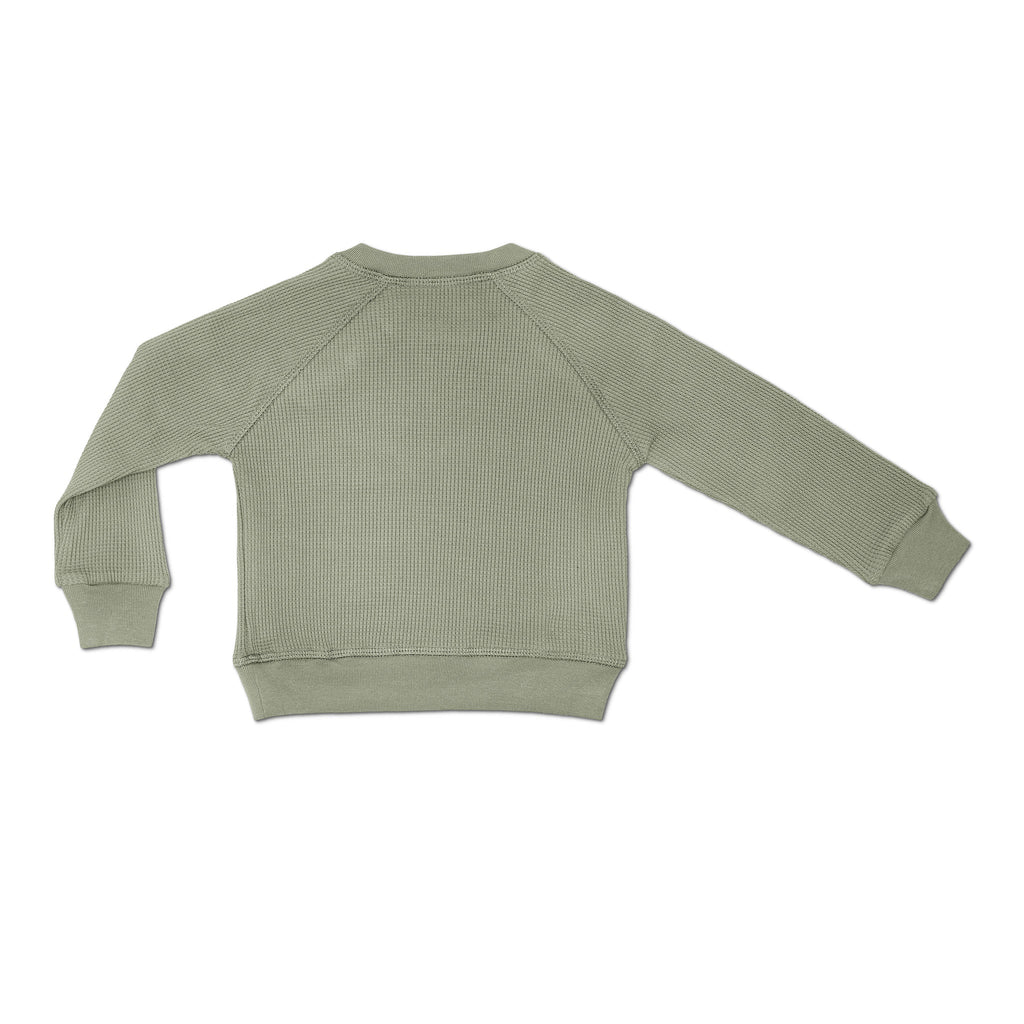 Baby and Toddler Waffle Crew Neck Sweatshirt | Olive Green