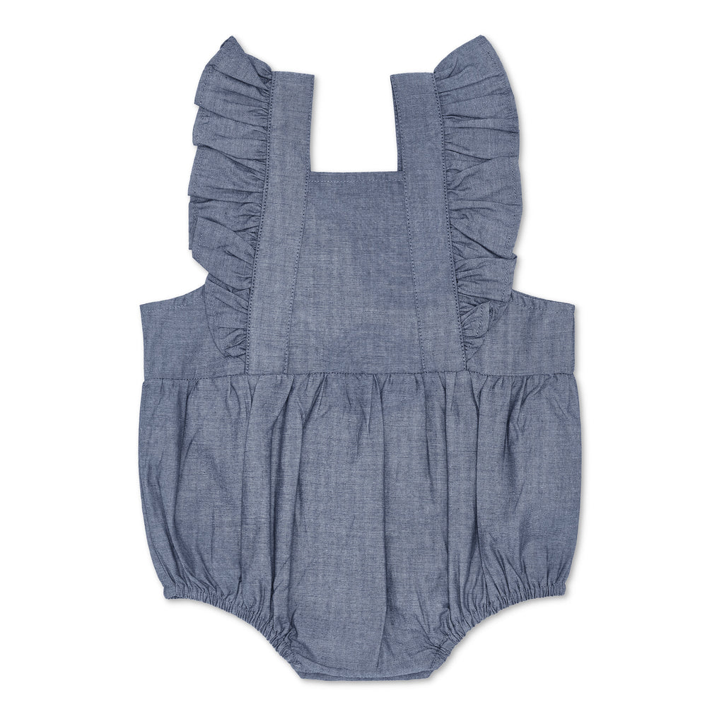 Baby Flutter Sleeve Romper | Chambray