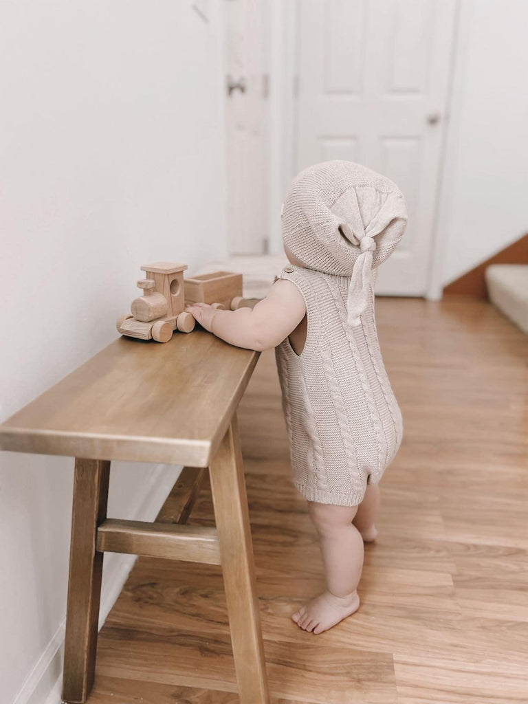 Baby Cable Knit Summer Romper | Heather Beige