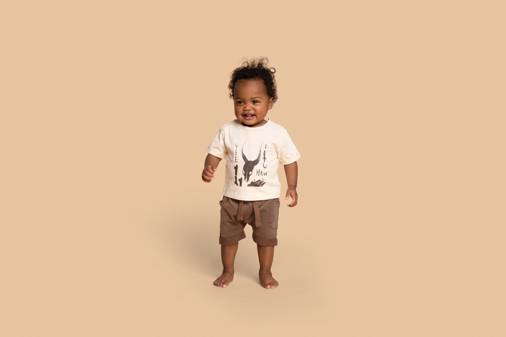 Baby Rolled Up Shorts in Jersey - Brown | OM749