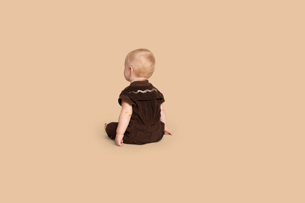 Baby Terry Flightsuit with Print - Brown