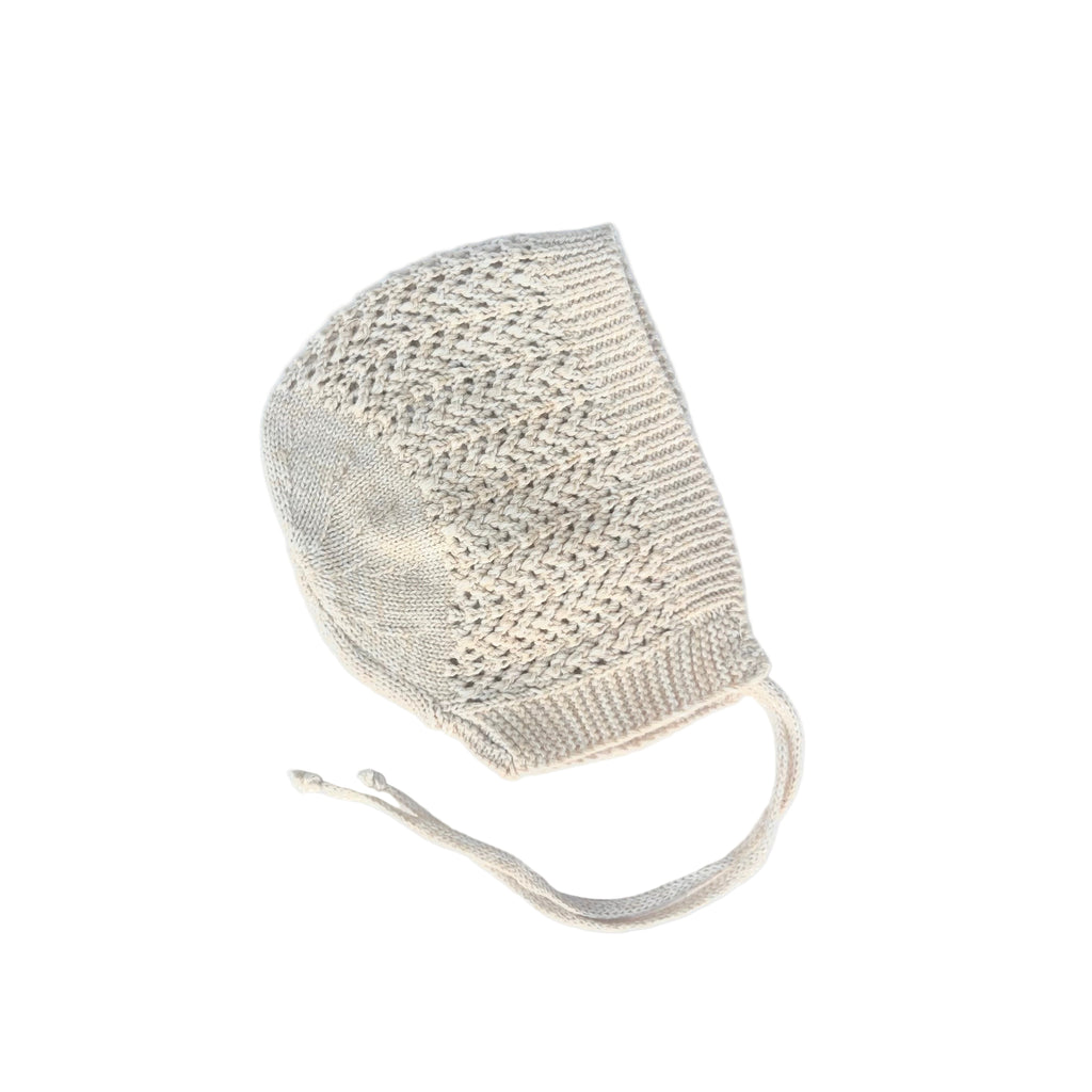 Baby Knit Bonnet Cotton Gender Neutral Hat | Rice