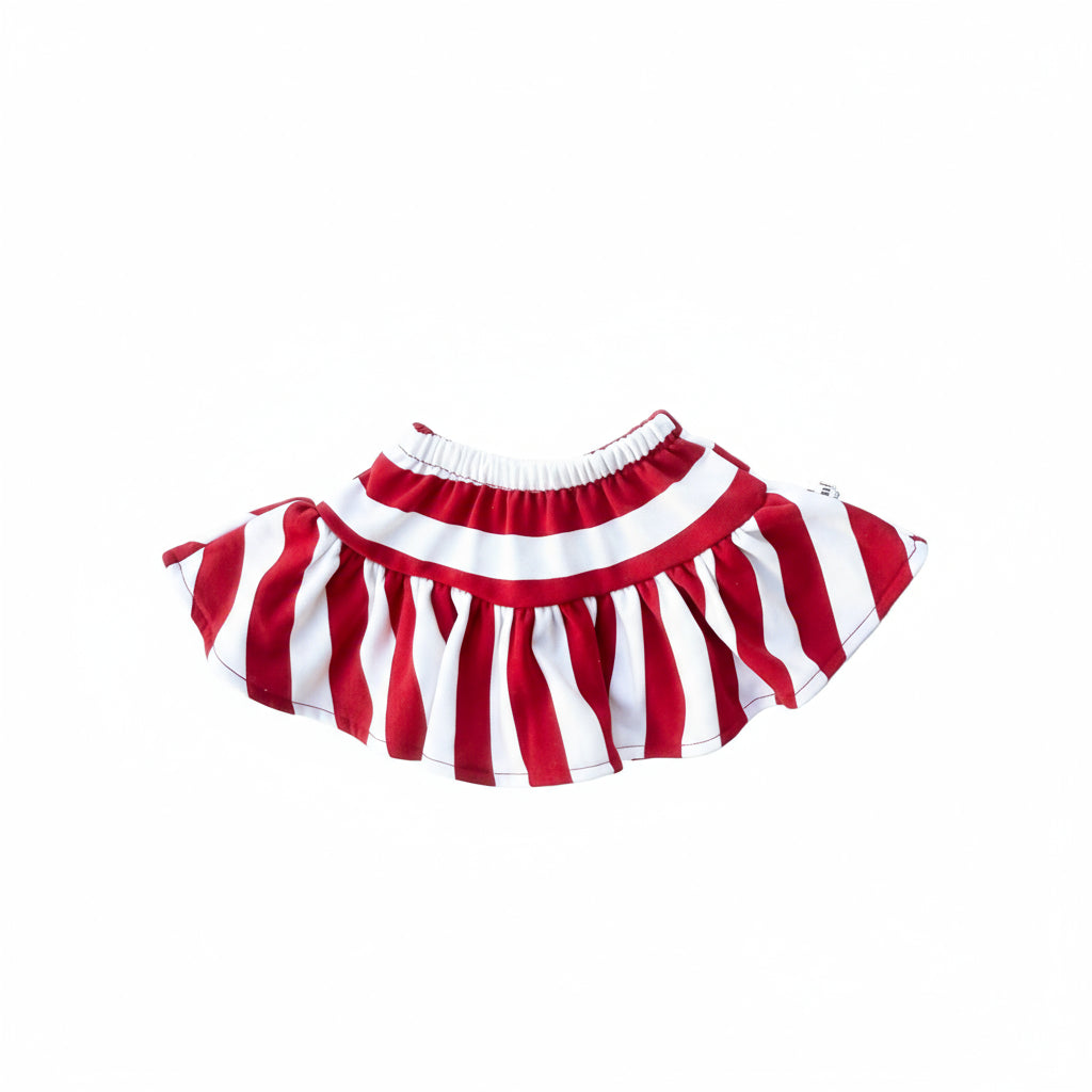 Girls Striped Mini Skirt | Red and White