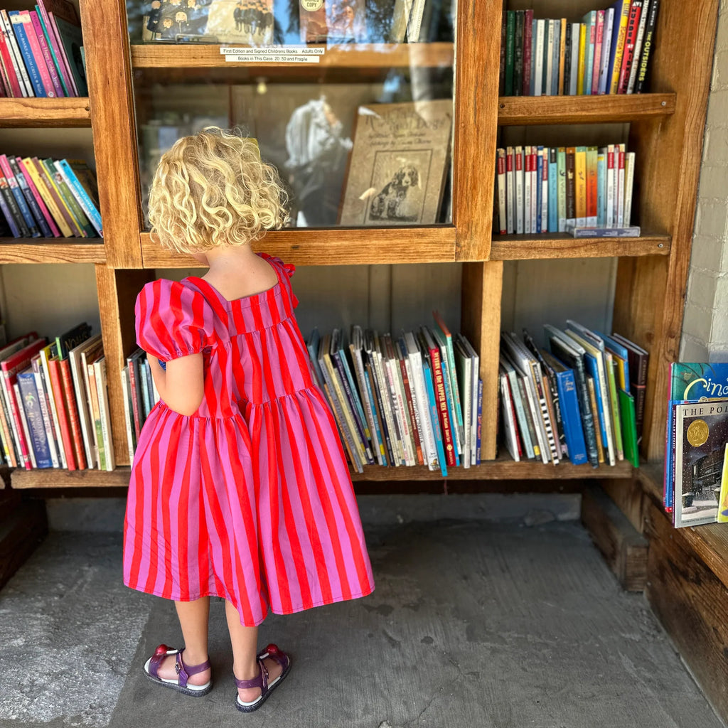 Girls Circus Stripe Dress | Red & Purple