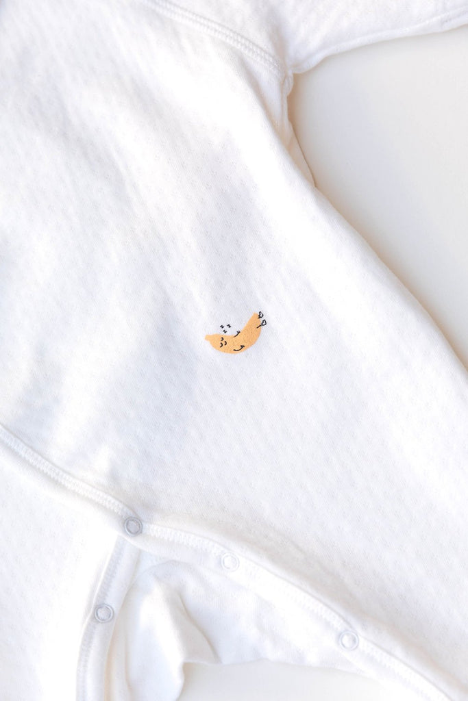 Pointelle Baby Kimono Onesie | White