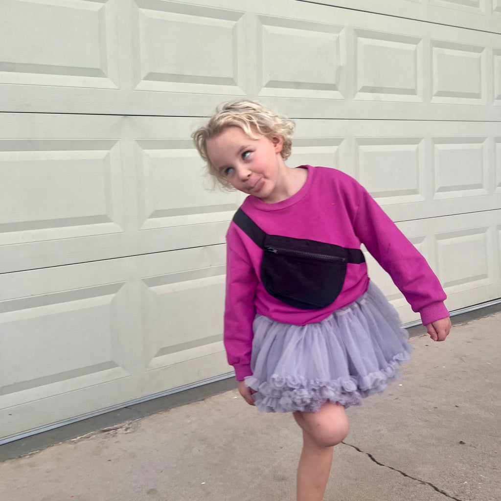 Kids Belt Bag Crewneck Sweatshirt | Pink