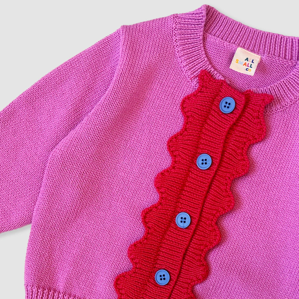 Baby and Toddler Wiggle Cardigan | Pink and Red