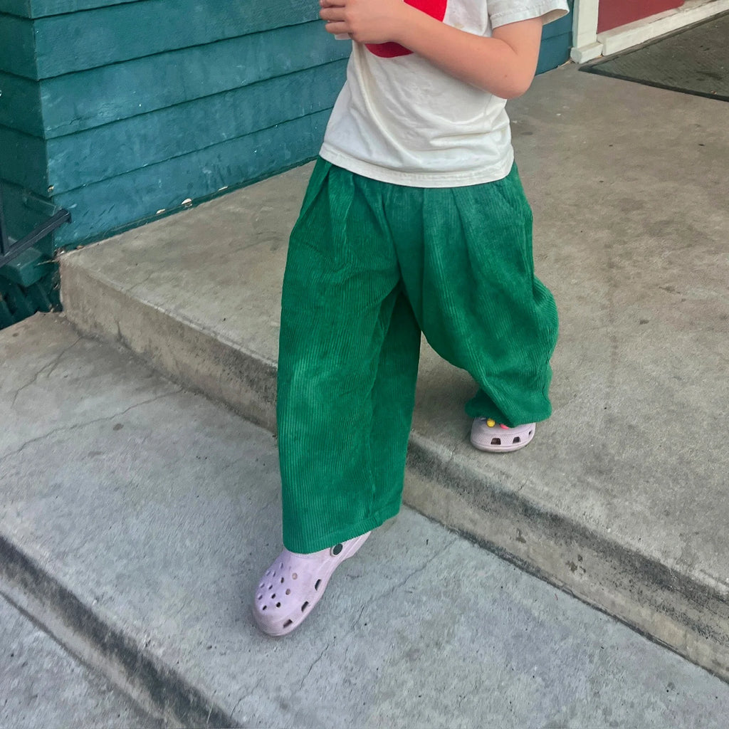 Kids Wide Leg Cords | Green