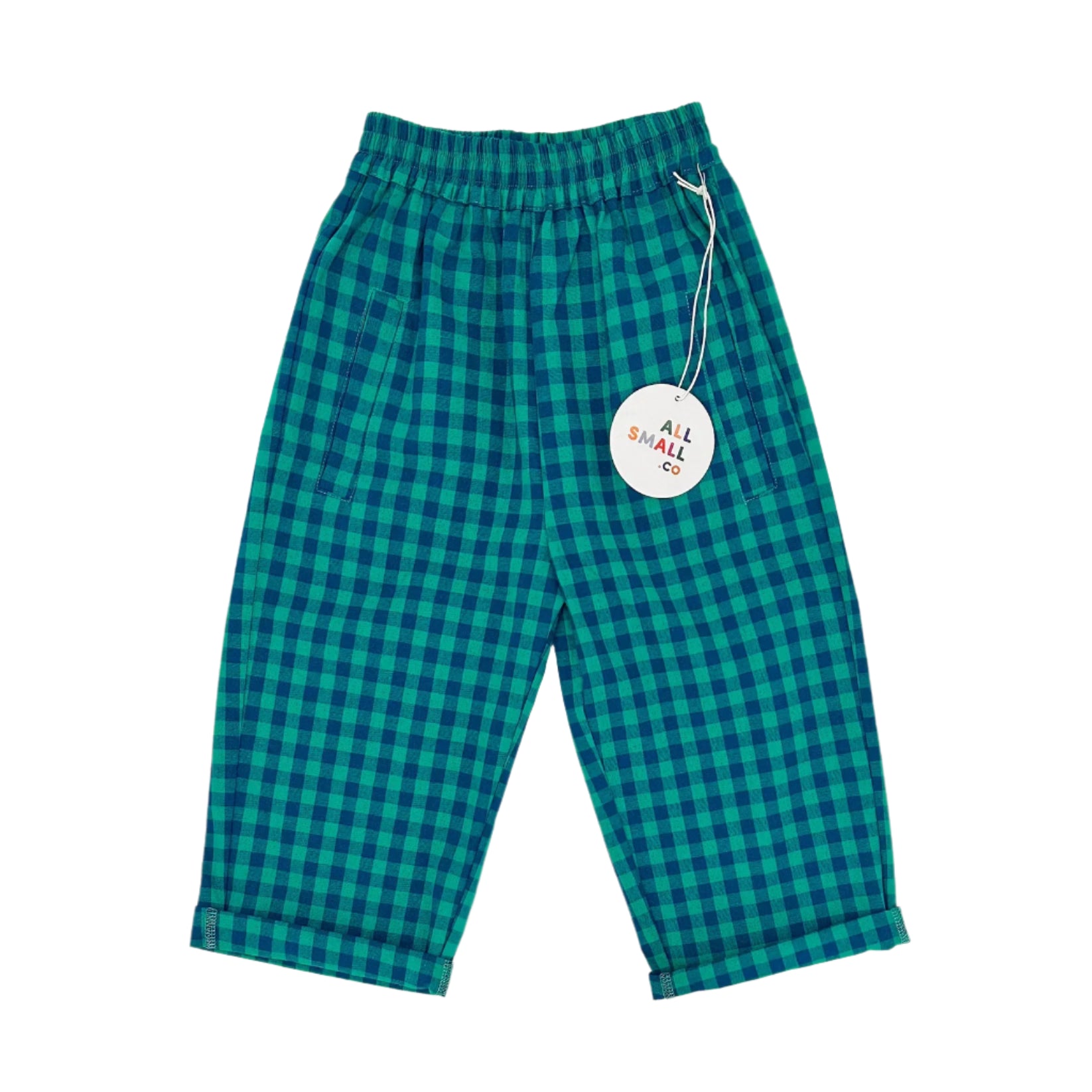 Kids Plaid Pants Green and Navy – OMAMImini