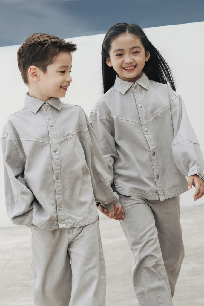 Kids Organic Cotton Denim Balloon Shirt | Harbor Mist