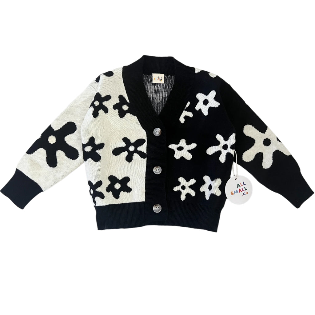 Mod Flower Cardigan | Black & White