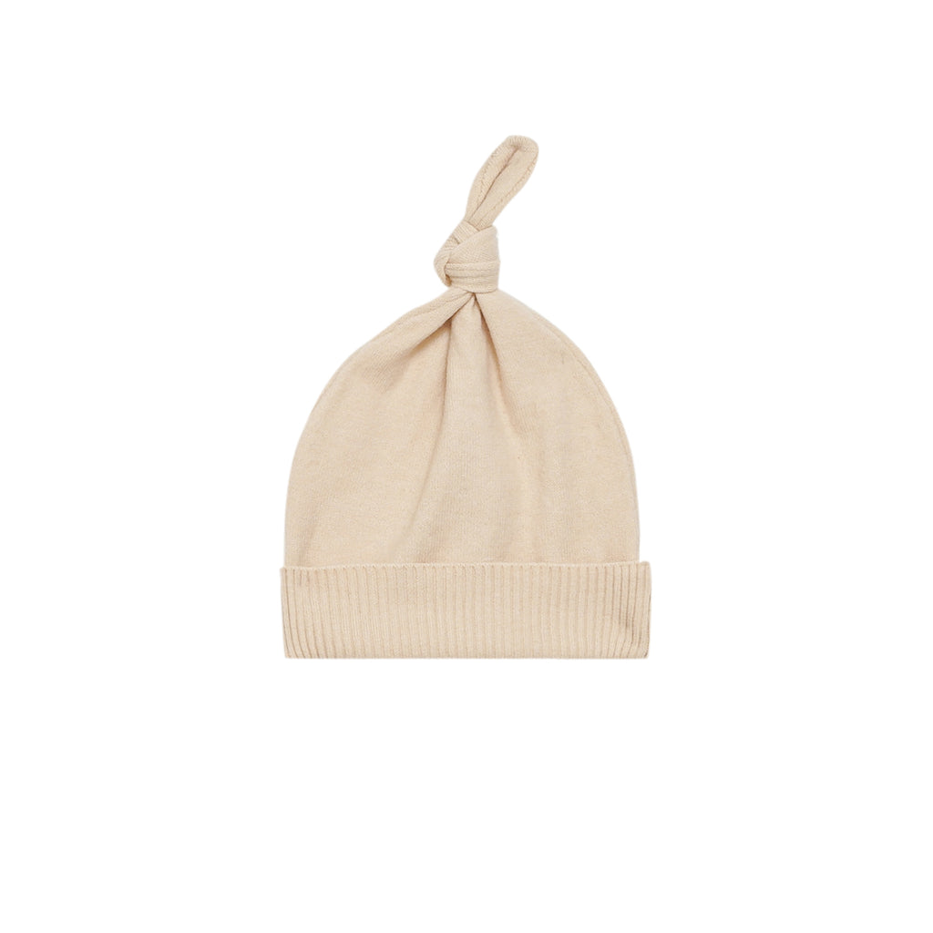 Baby Beanie in Brushed Knit - Beige l OM716