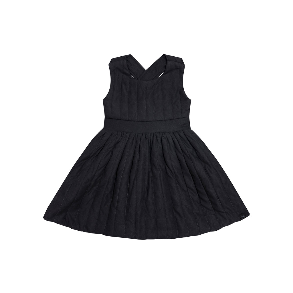 Girls Quilted Poplin Pinafore Dress - Black l OM703