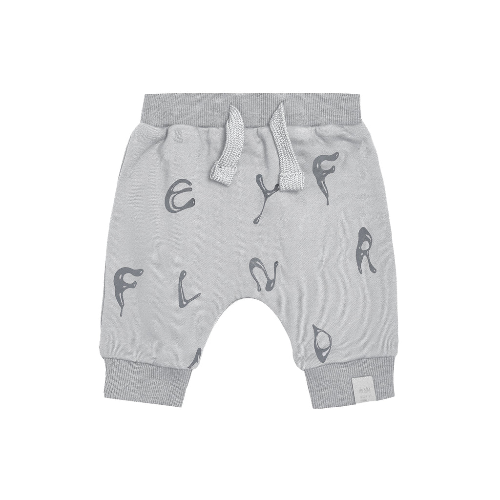 Baby Terry Joggers With Print - Light Grey l OM709