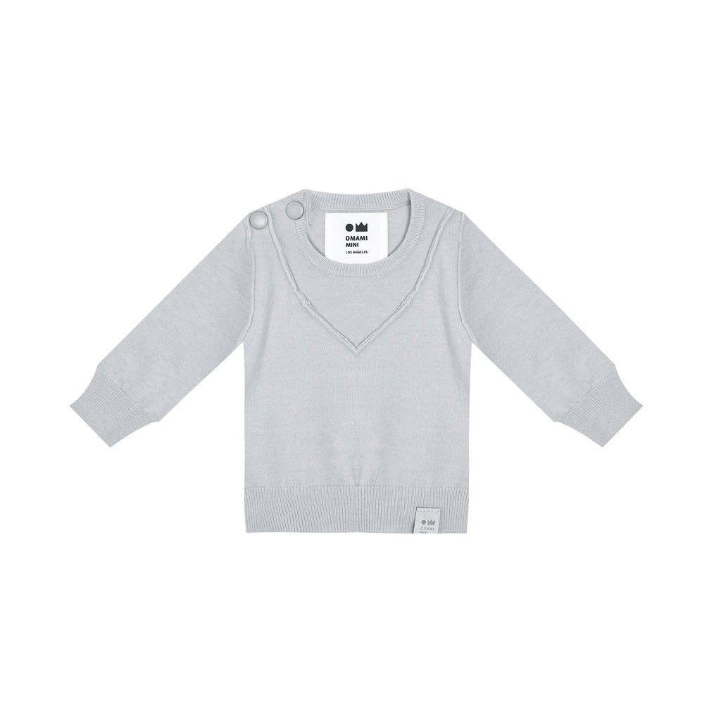 Baby Knitted Long Sleeve Top - Light Grey l OM717