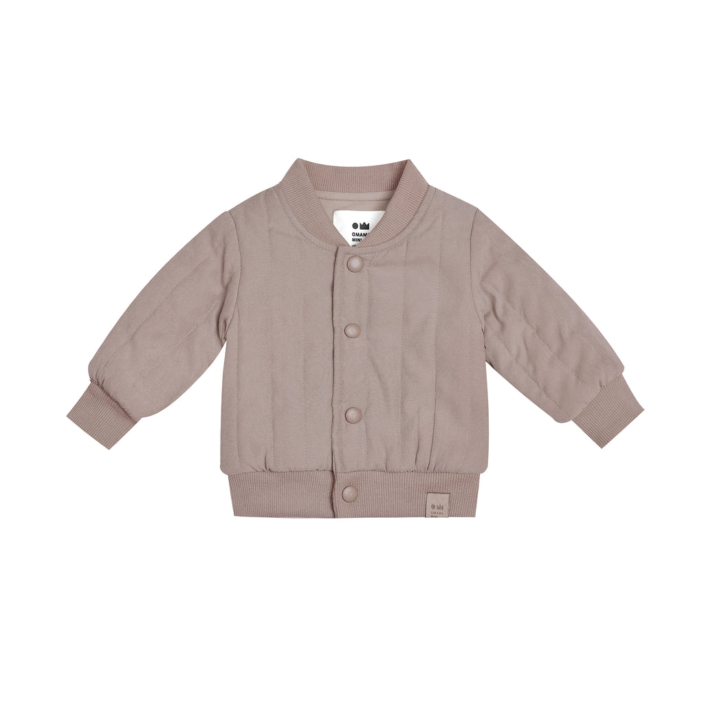 Baby Poplin Quilted Bomber - Taupe l OM721