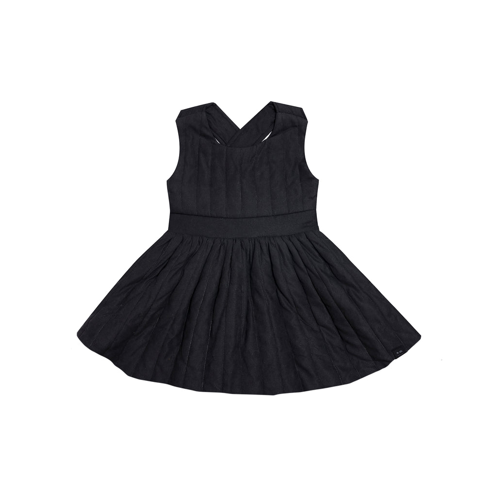 Baby Poplin Quilted Pinafore Dress - Black l OM723