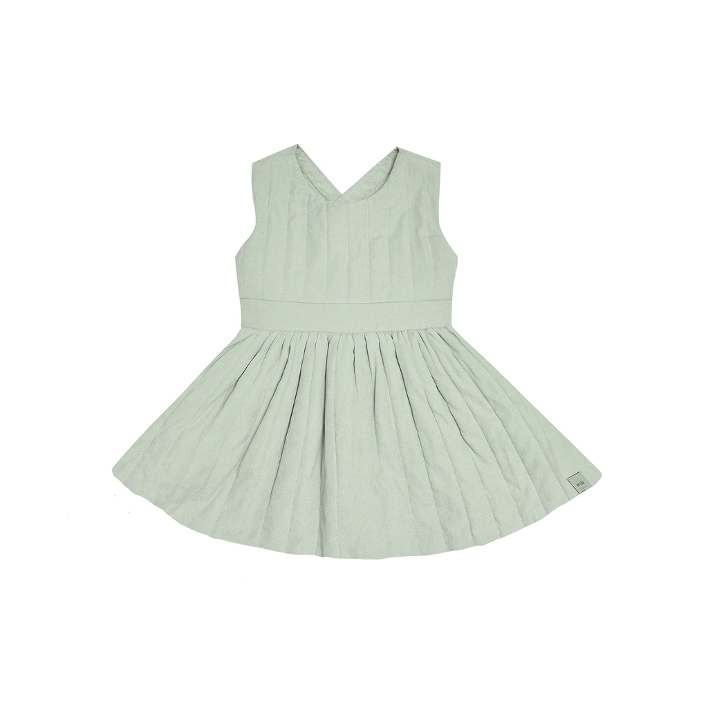 Girls Quilted Poplin Pinafore Dress - Mint l OM703