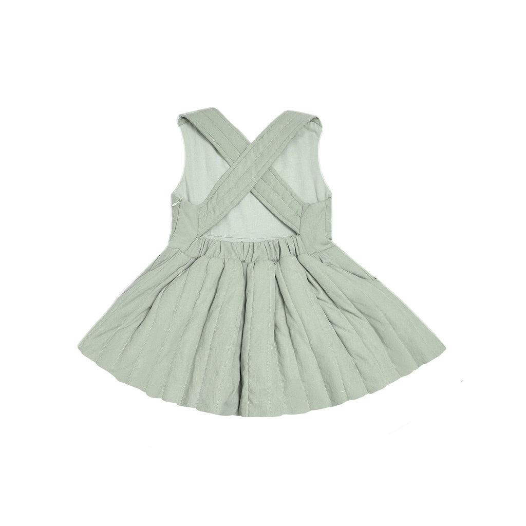 Girls Quilted Poplin Pinafore Dress - Mint l OM703