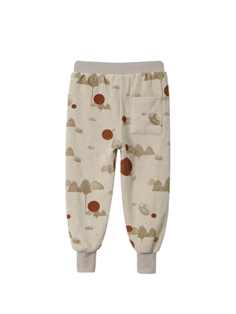 Kids Terry Joggers with Mountains Print - Sand | OM734