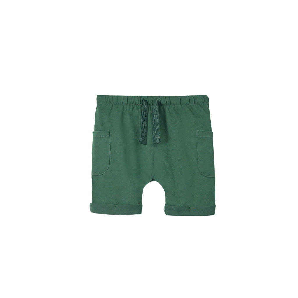 Boys Rolled Up Shorts in Jersey - Green | OM747