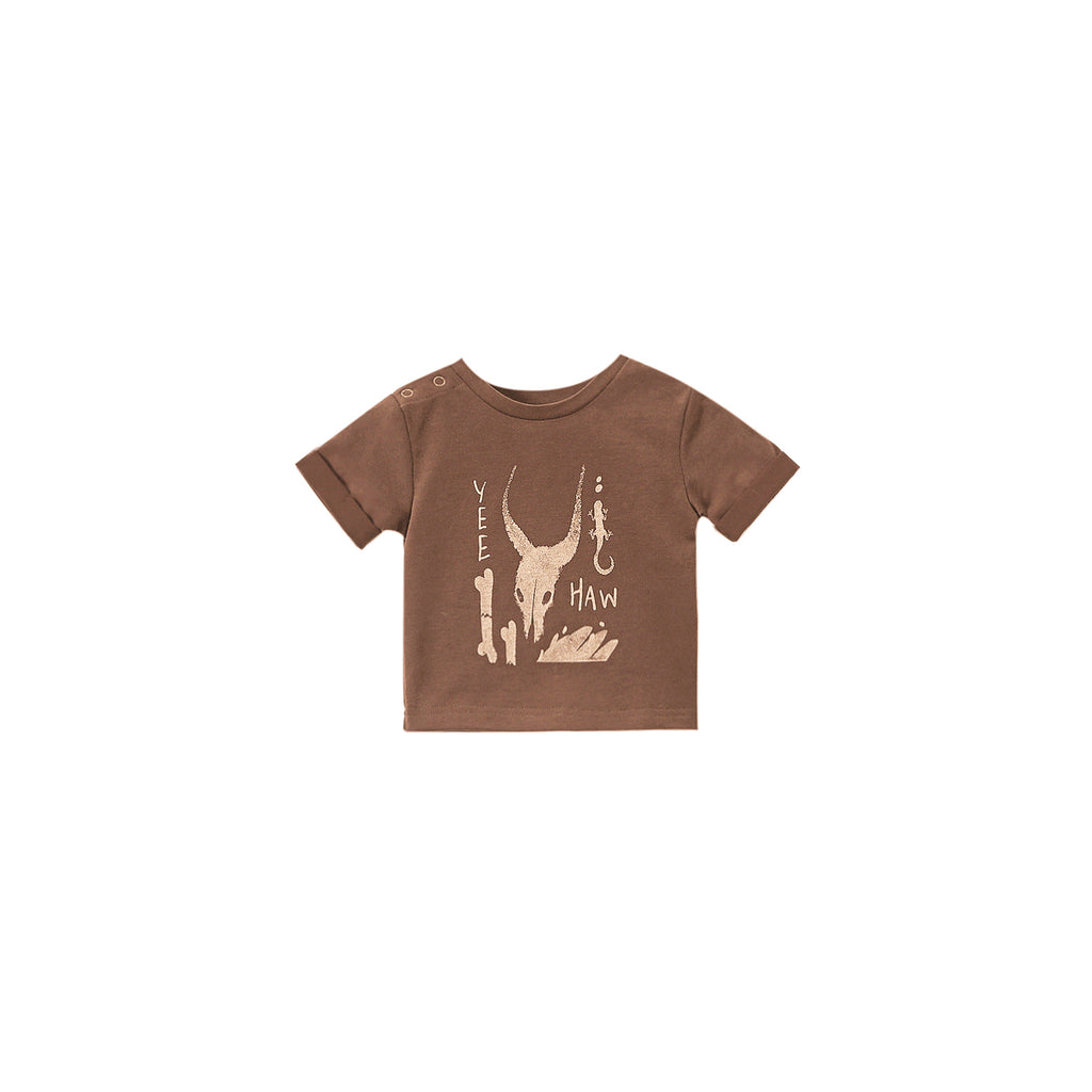 Baby Boxy t-shirt Yee Haw print - Brown | OM750A