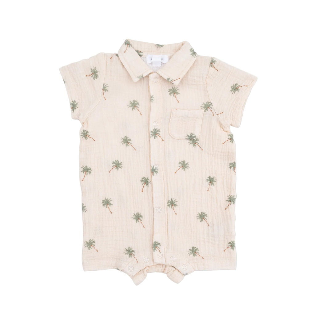 Baby Palm Tree Polo Romper | Cream