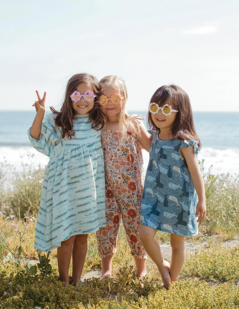 Baby & Girls Muslin Tie Shoulder Jumpsuit | Pink Bloom