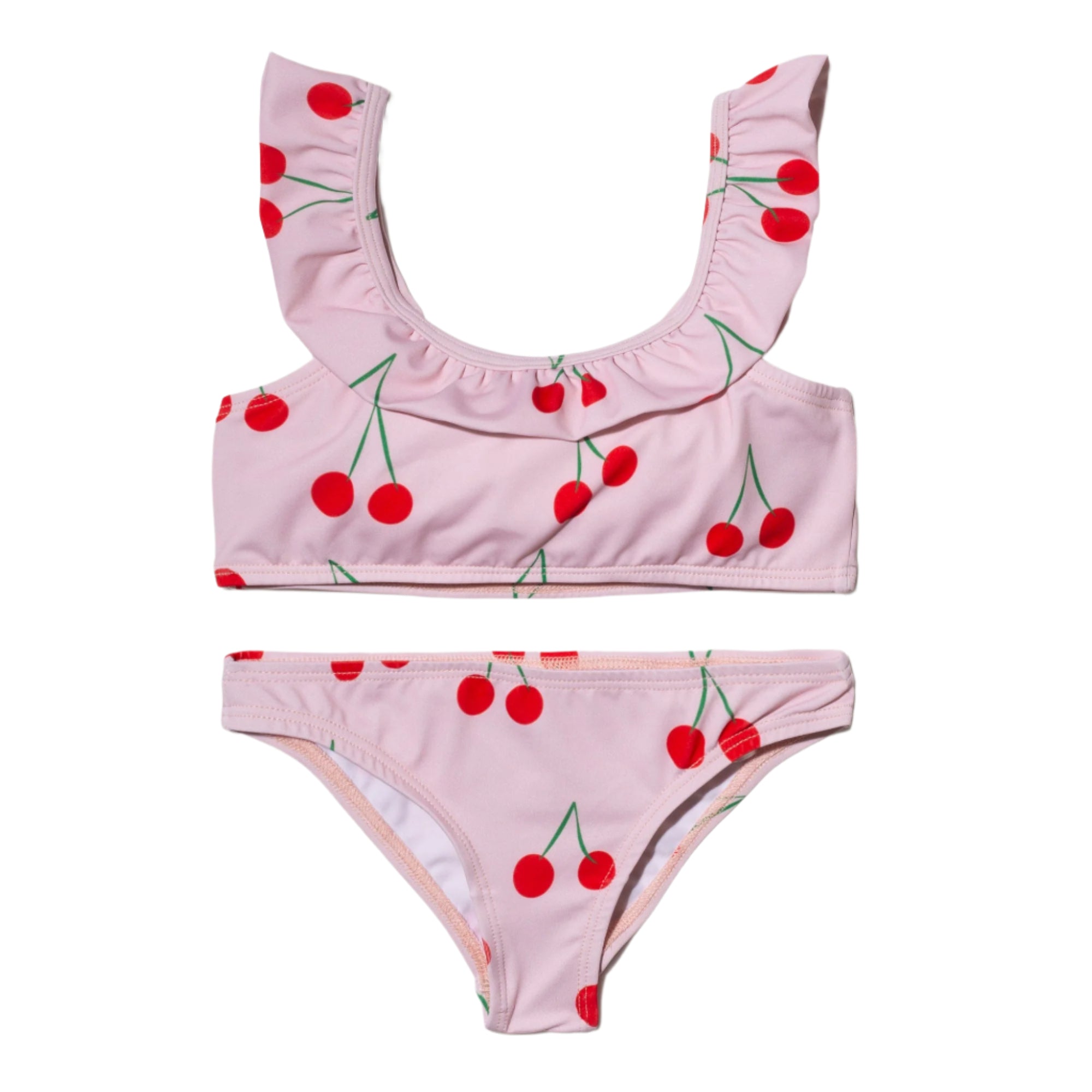 UPF 50+ Recycled Polyester Cherry Kid Ruffle Bikini – OMAMImini