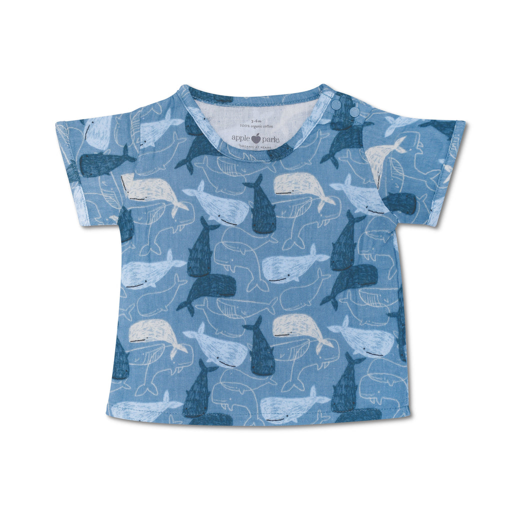 Baby and Toddler Muslin Short Sleeve Shirt | Whale Tales