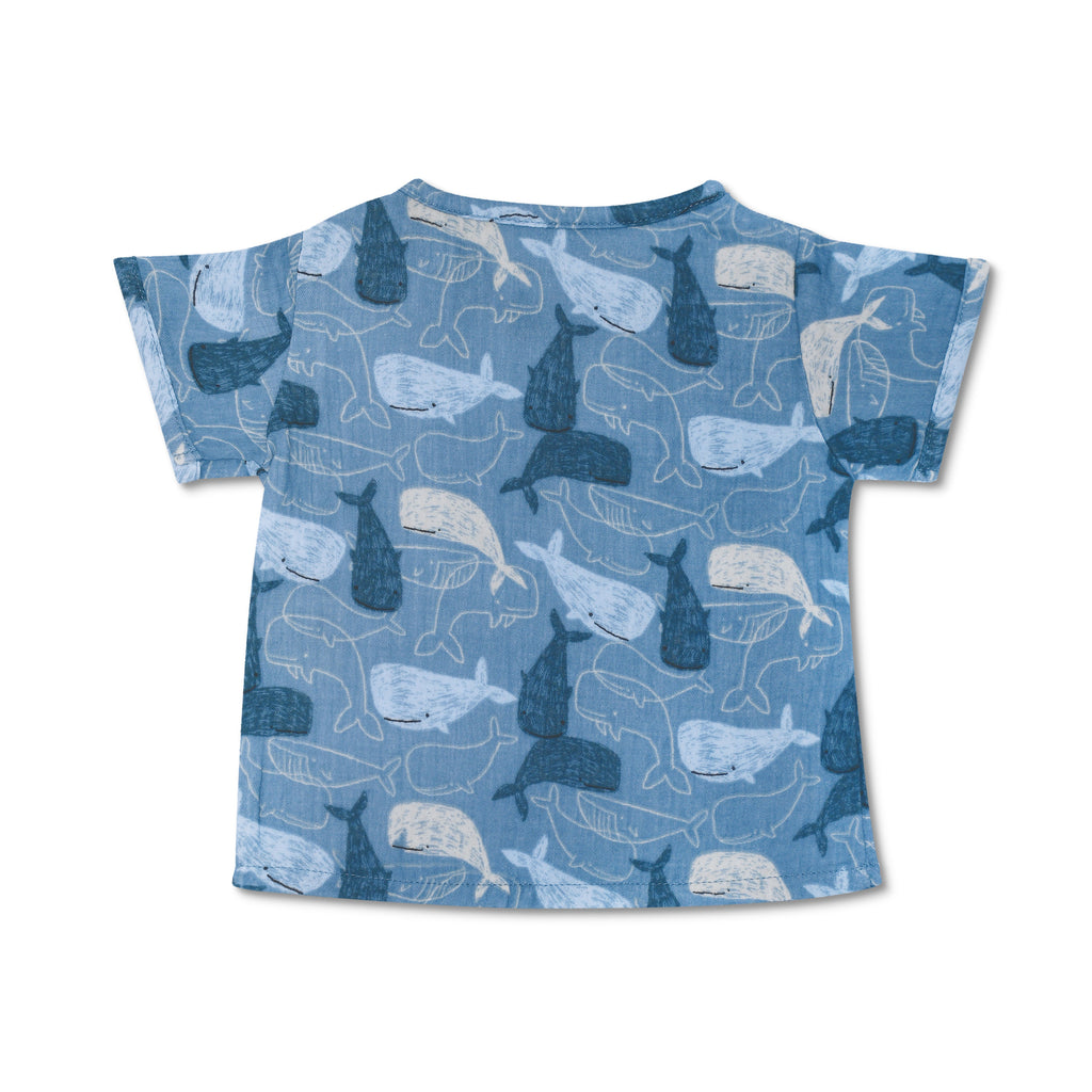Baby and Toddler Muslin Short Sleeve Shirt | Whale Tales