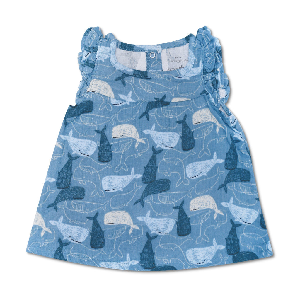 Baby and Toddler Muslin Flutter Sleeve Dress | Whale Tales