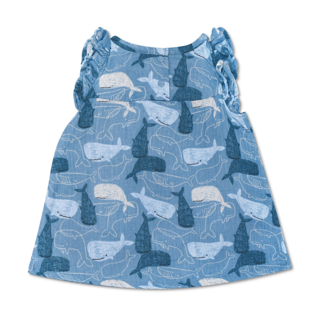 Baby and Toddler Muslin Flutter Sleeve Dress | Whale Tales