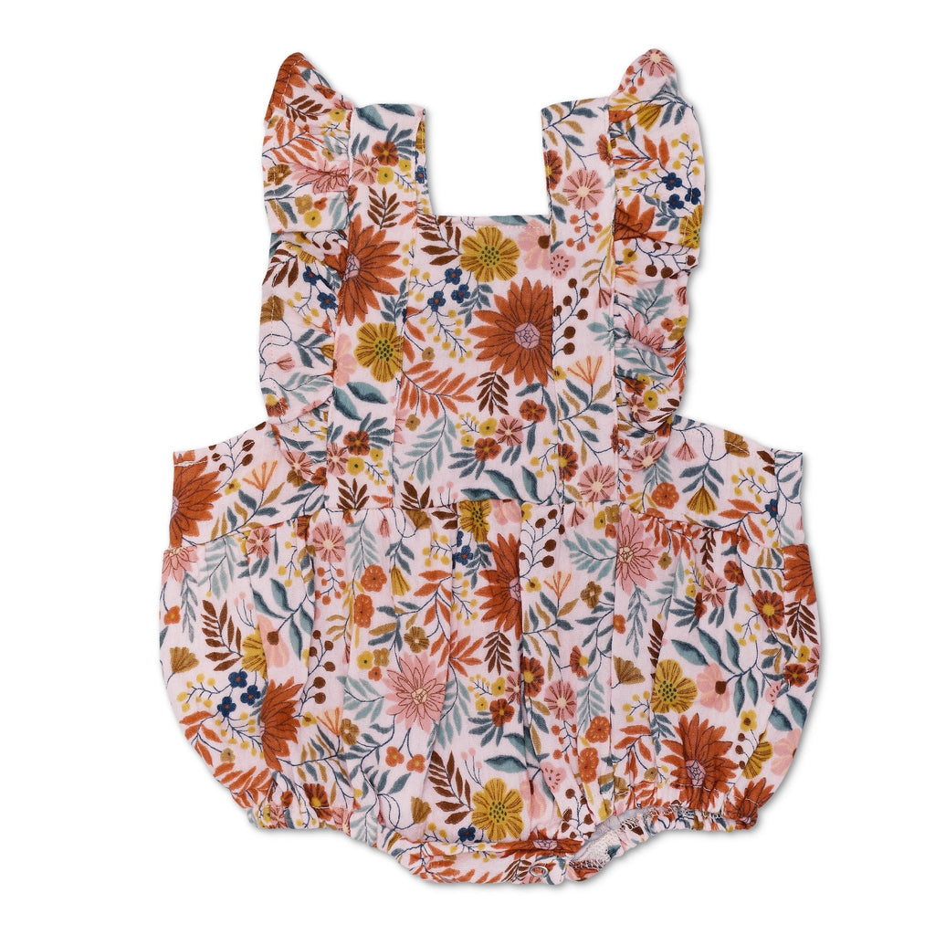 Baby Muslin Flutter Sleeve Romper | Zinnia Bloom