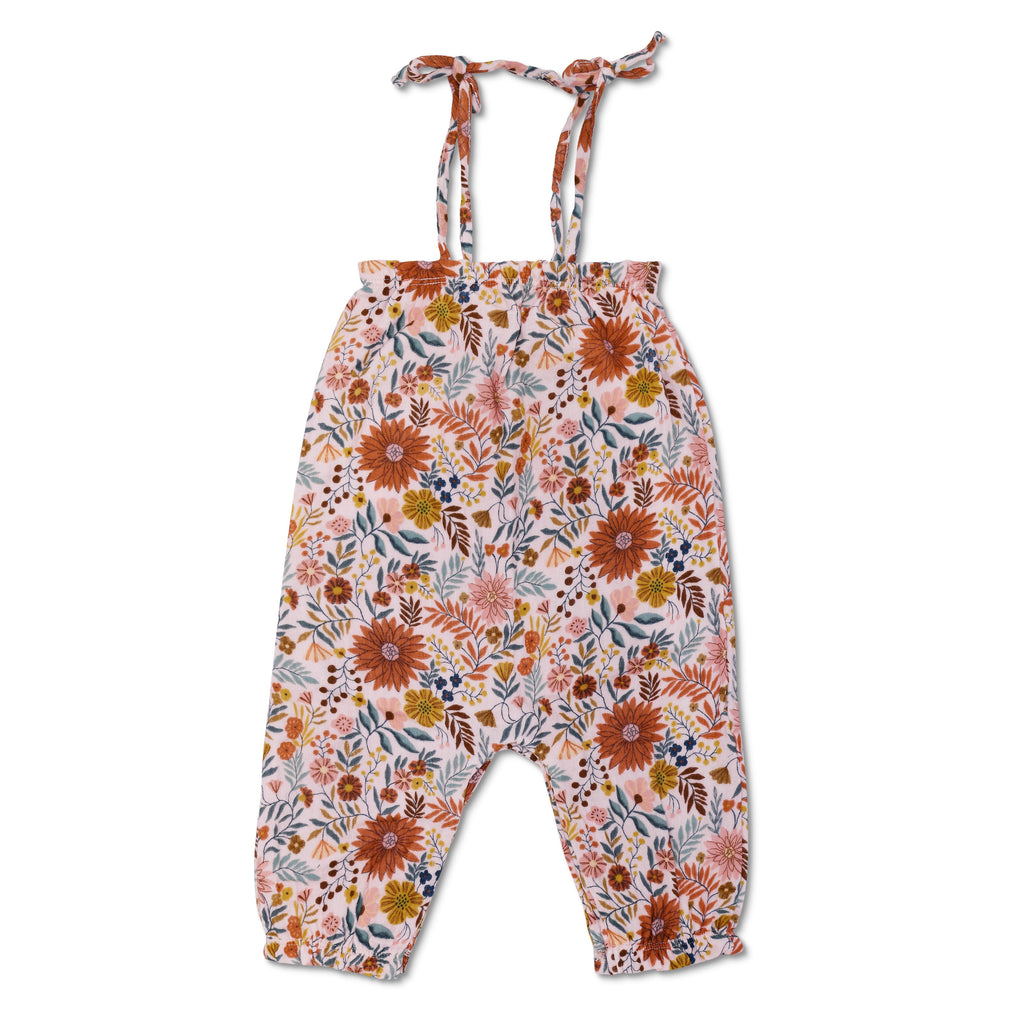 Baby and Toddler Muslin Tie Shoulder Jumpsuit | Zinnia Bloom