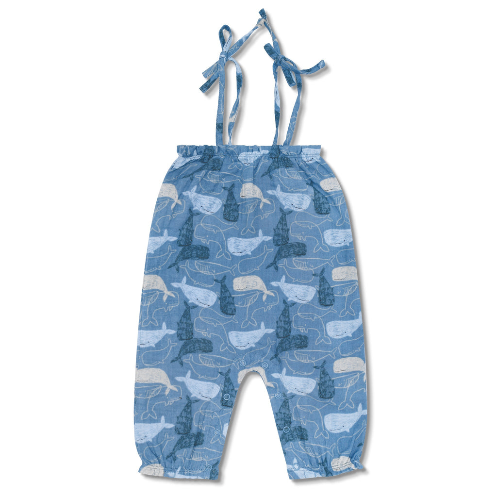 Baby and Toddler Muslin Tie Shoulder Jumpsuit | Whale Tales