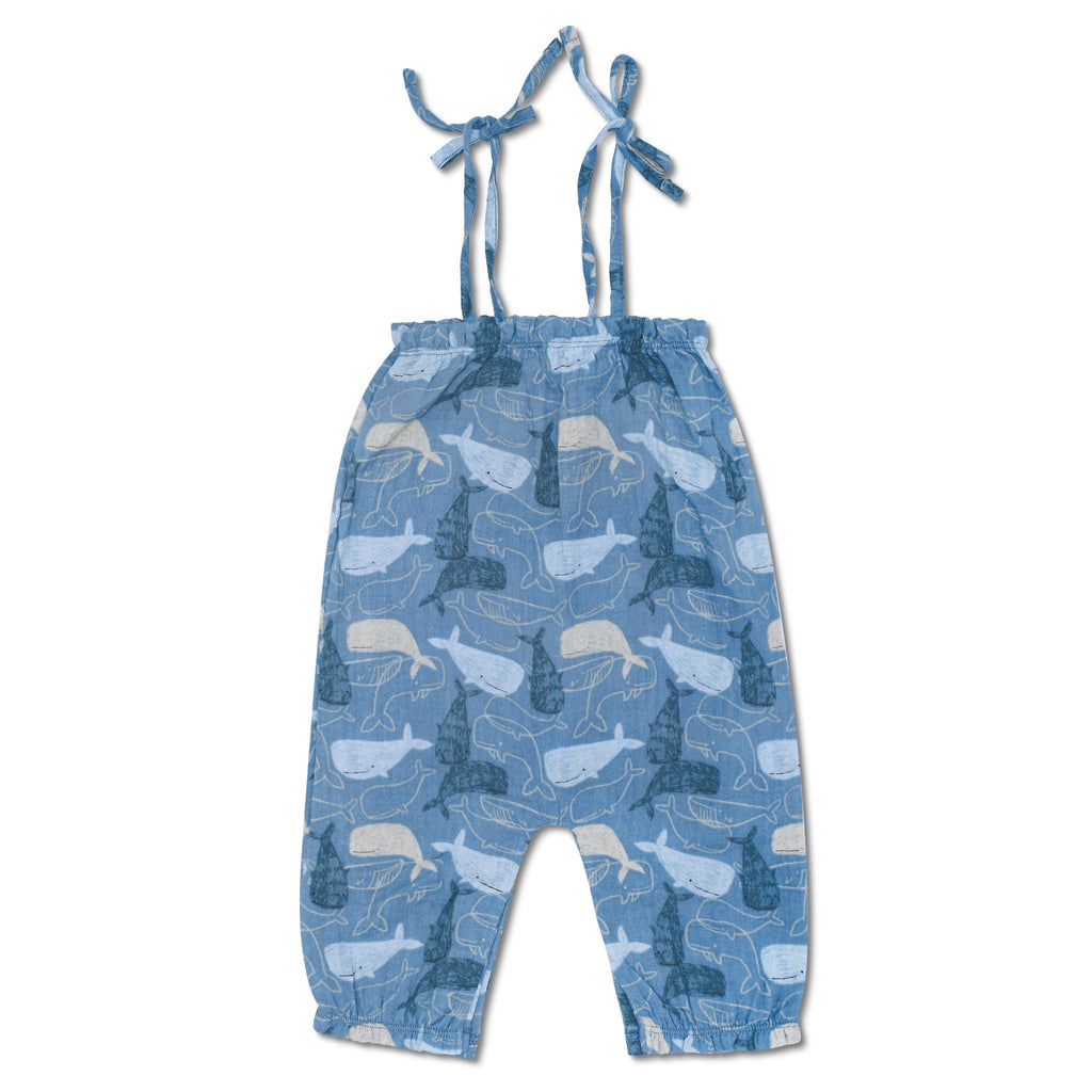 Baby and Toddler Muslin Tie Shoulder Jumpsuit | Whale Tales