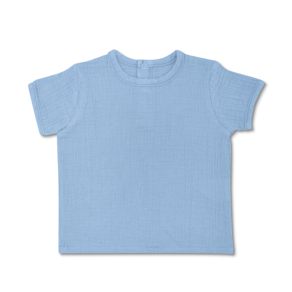 Baby and Toddler Muslin Short Sleeve Shirt | Blue