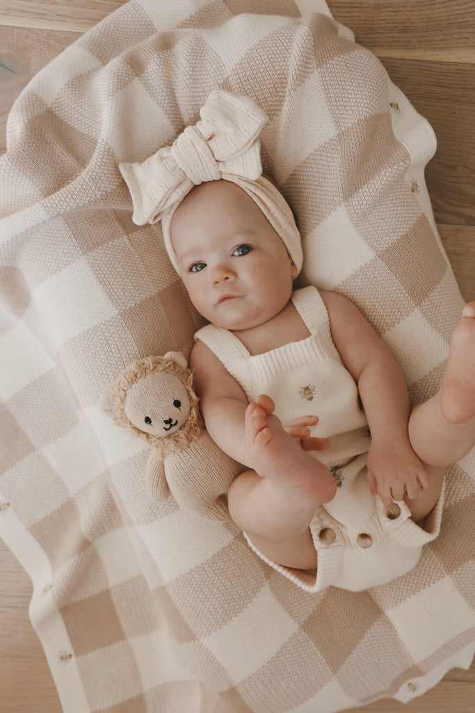 Baby Busy Bee Knit Romper | Cream