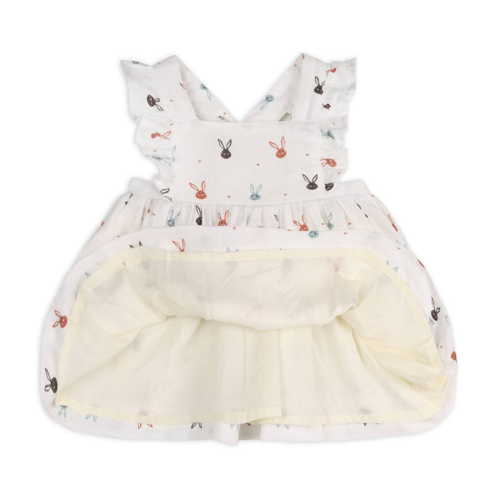 Baby Mini Bunnies Dress + Bloomer | White