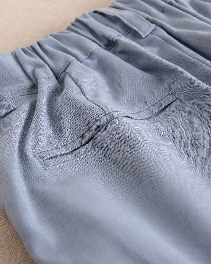 Boys Linen Bermuda Shorts | Dark Pastel Blue