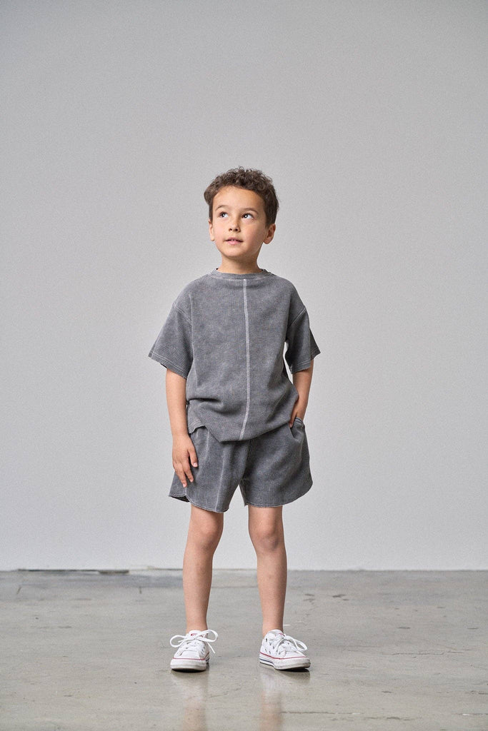 Baby & Kids Acid Wash Waffle Tee | Black