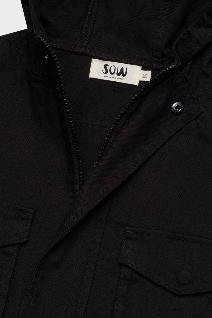Kids Cropped Cargo Jacket | Black