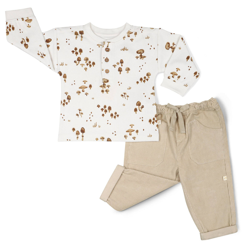 Organic Tee and Corduroy Pant Set | Oat