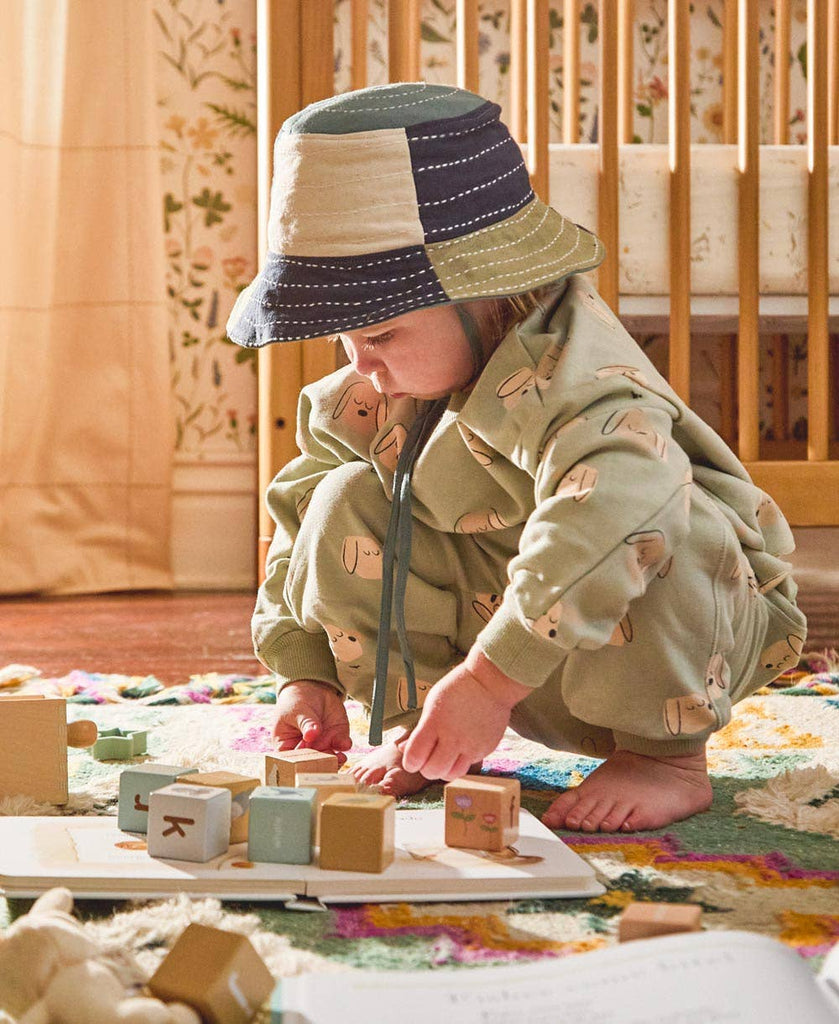Baby & Checkered Bucket Hat | Sage