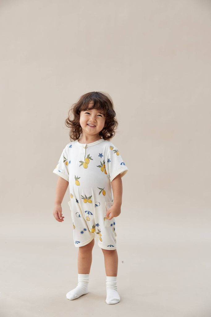 Baby Organic Bamboo Lemon Romper| White